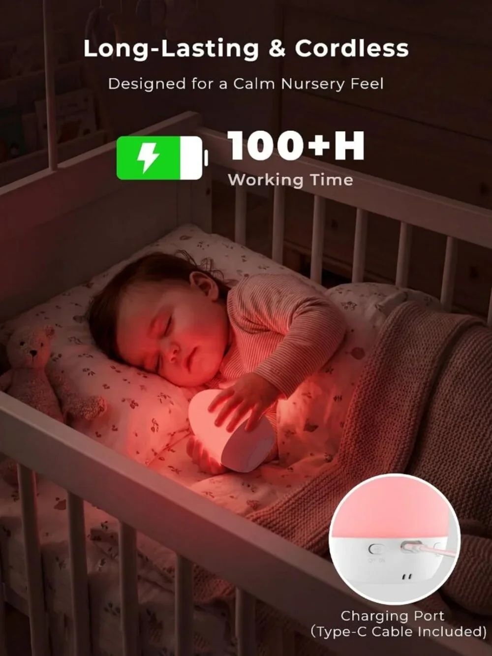 Rechargeable Egg Night Light for Nursery, Touch Control, 17 Color Modes